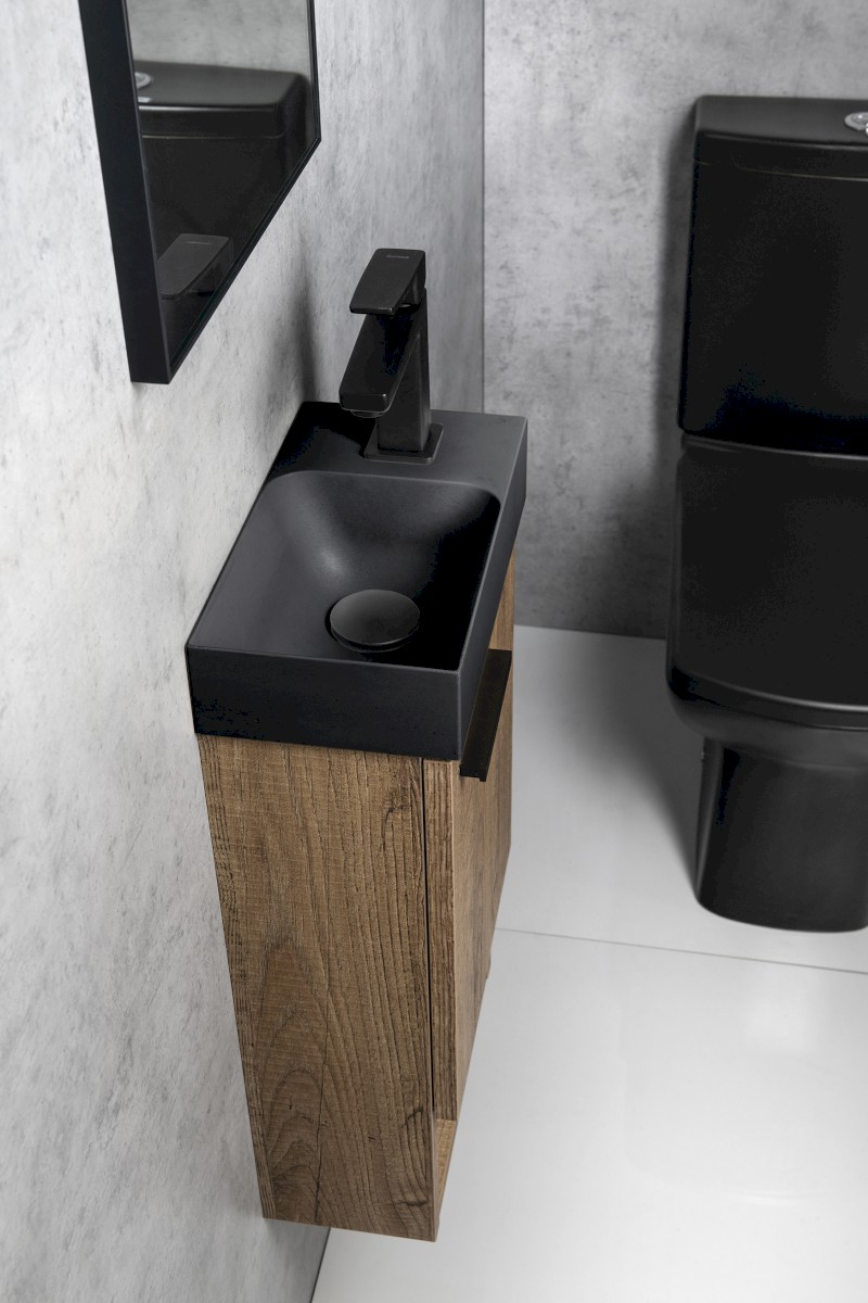 PICCOLINO betonové umývátko 30,8x17cm, baterie vpravo, antracit mat PK30516