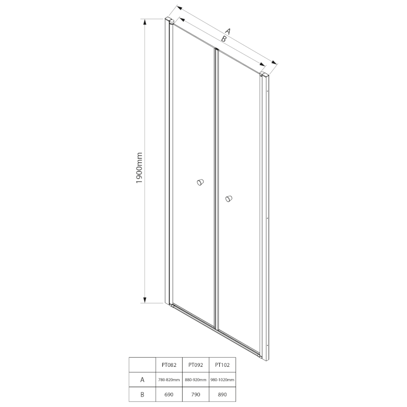 PILOT otočné sprchové dveře dvojkřídlé 800mm PT082
