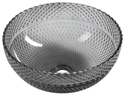 MARAC skleněné gravírované umyvadlo na desku Ø 39,5cm, černá TY310