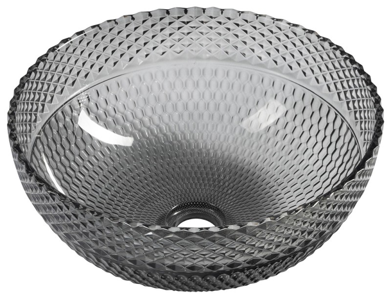 MARAC skleněné gravírované umyvadlo na desku Ø 39,5cm, černá TY310