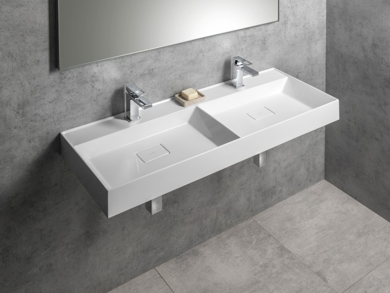 GODIVA dvojumyvadlo, litý mramor, 119x44cm, bílá GU119