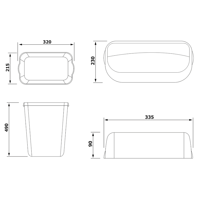 COLORED odpadkový koš nástěnný s víkem 23l, ABS, Soft Touch, černá mat A74201NE-2