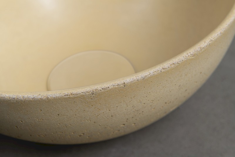 MINOR betonové umývátko na desku, Ø 26cm, žlutá mat MR26022