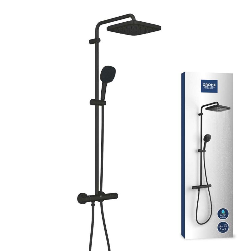 Vitalio Comfort Sprchový set s termostatem, 25x25 cm, 2 proudy, matná černá GROHE 266962431