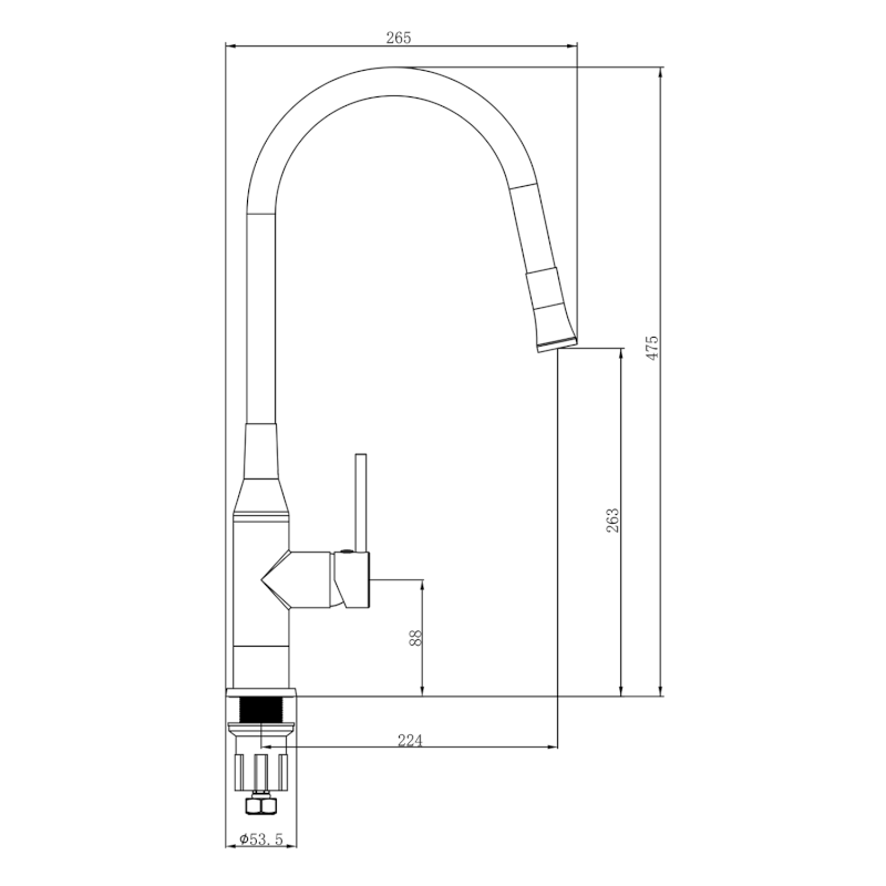 SILI stojánková dřezová baterie, flexibilní ramínko, černá/chrom SR426