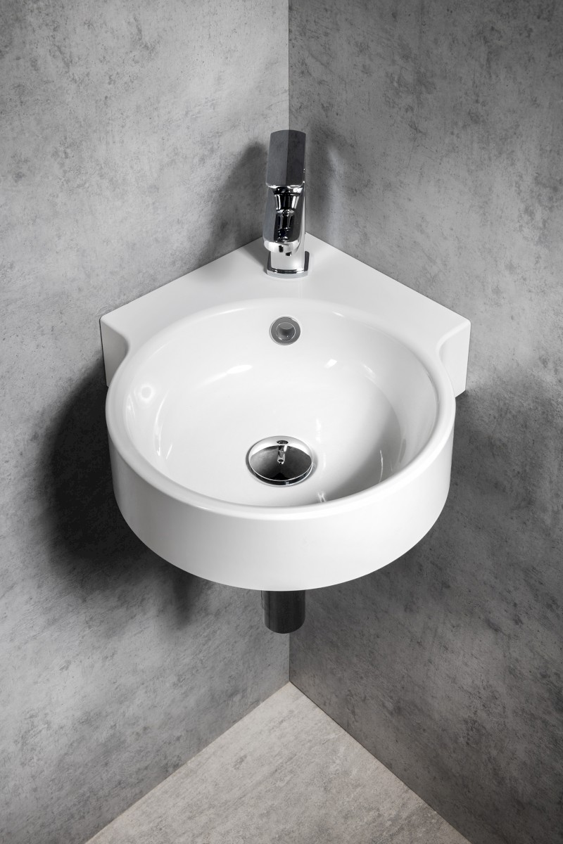 KAORI umyvadlo rohové, litý mramor, 38x38cm, bílá KR038