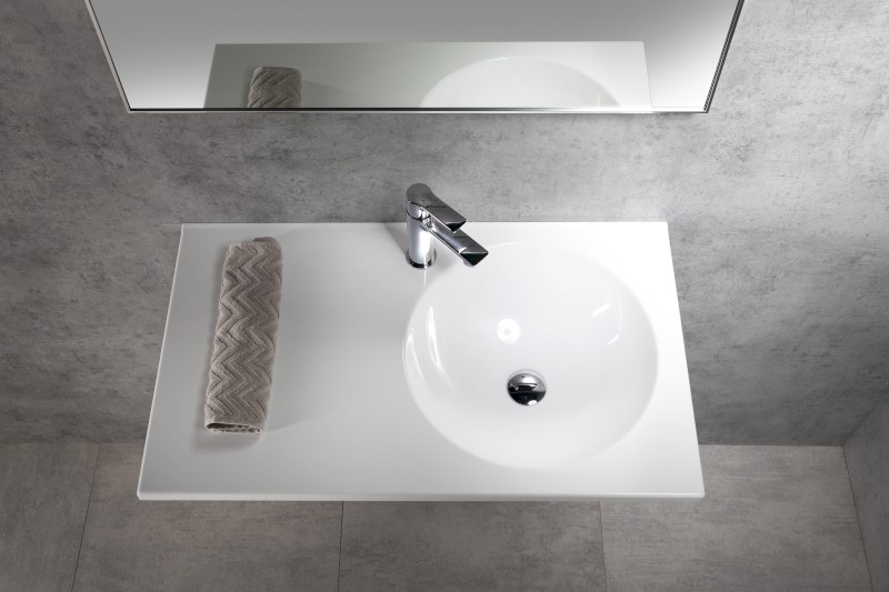 JUNO umyvadlo, litý mramor, 100x47cm, pravé, bílá JU102