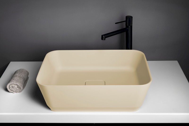 BANERA SQUARE umyvadlo na desku, litý mramor, 50x36cm, béžová mat 14596.81