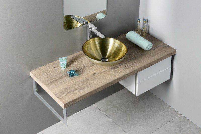 MURANO SOFT BROWN skleněné umyvadlo na desku, průměr 40cm, béžovozlatá AL5318-67