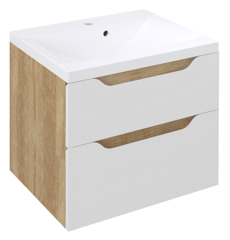 WAVE umyvadlová skříňka 60x65x47,8cm, bílá/dub alabama WA060-3022