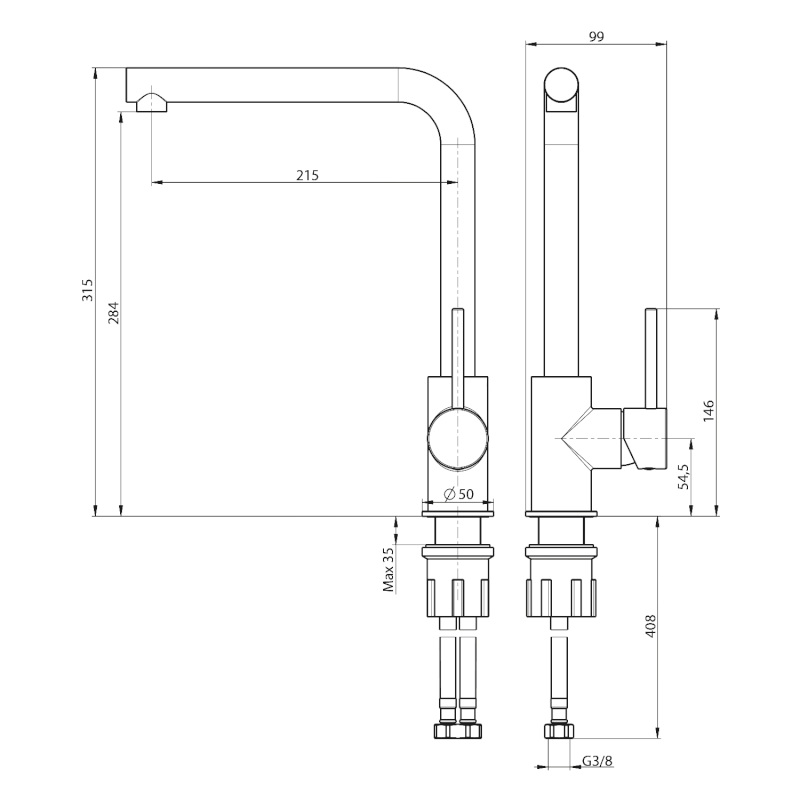 RONA stojánková dřezová baterie, zlato mat JK125GB
