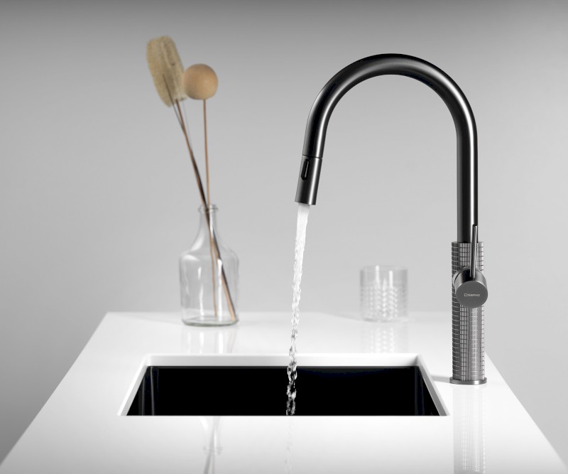 FLAWO stojánková dřezová baterie s výsuvnou sprškou, gun metal FR576GM