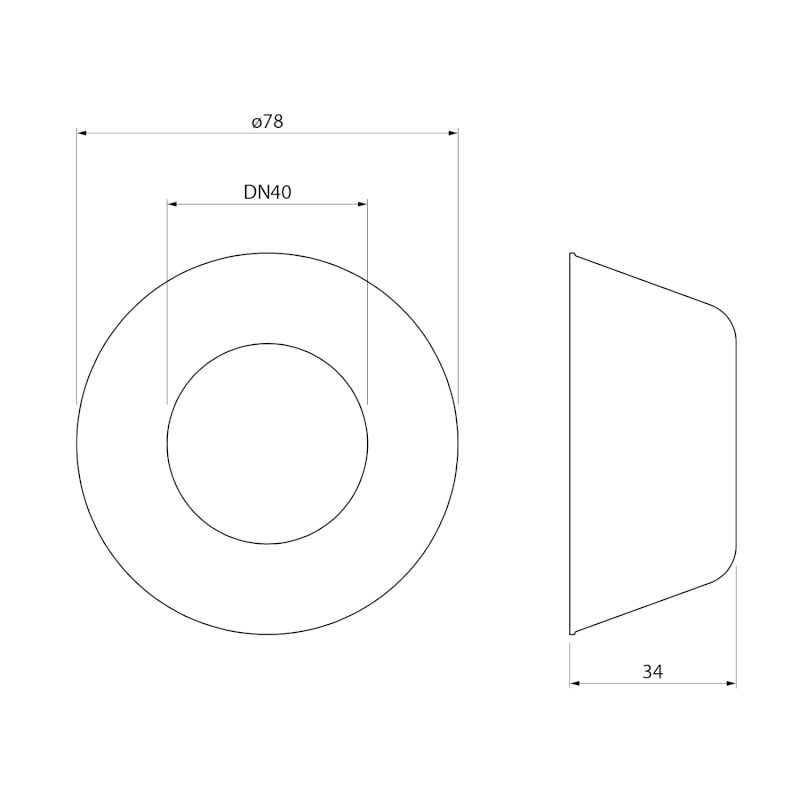 Rozeta 78/40mm, výška 34mm, ABS/bílá 151.198.0