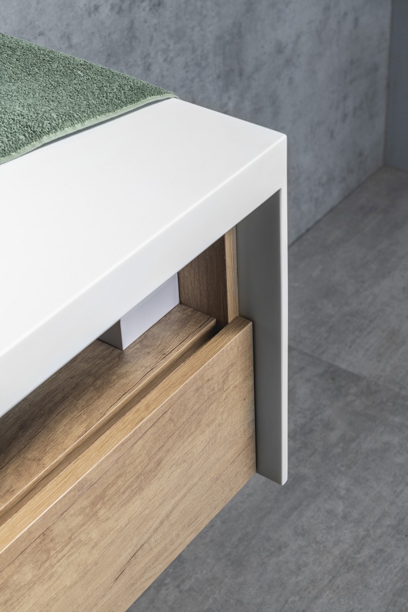 VIERA umyvadlová skříňka 100x44x50cm, bílá mat/dub Alabama VA100-2222