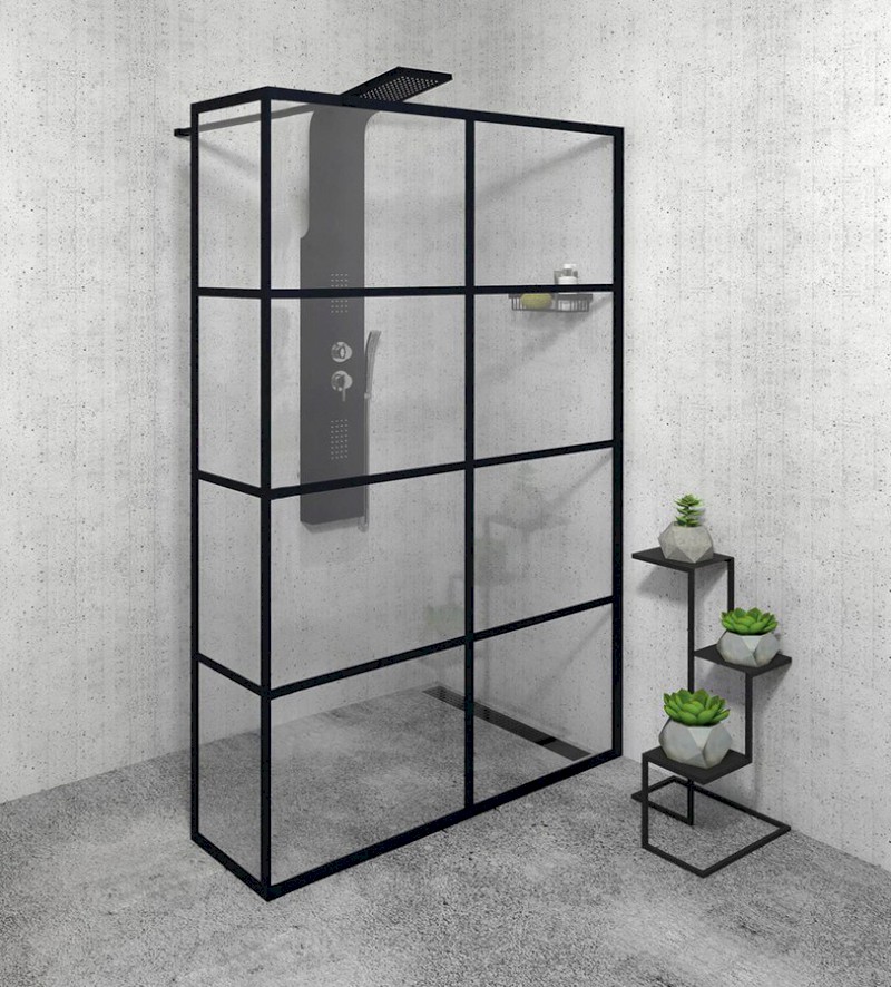 CURE BLACK sprchová zástěna 1400mm, čiré sklo CB140