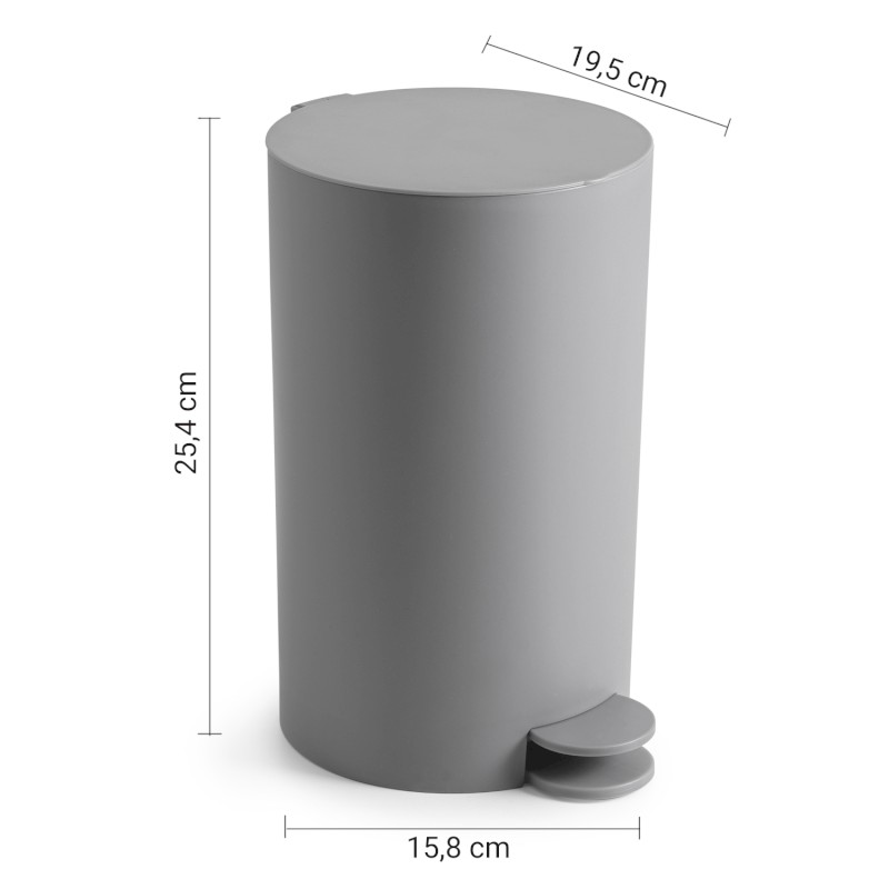 SHARON odpadkový koš 3l, plast ABS, šedá SH0908