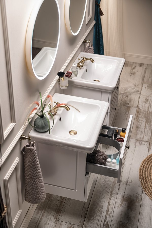 VIOLETA umyvadlová skříňka 68,5x52x46,5cm, bílá pololesk VI075-3131