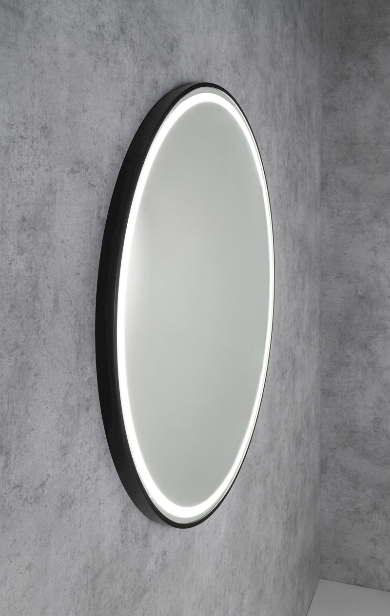 KADRIS kulaté zrcadlo s LED osvětlením ø 80cm, černá mat KD080