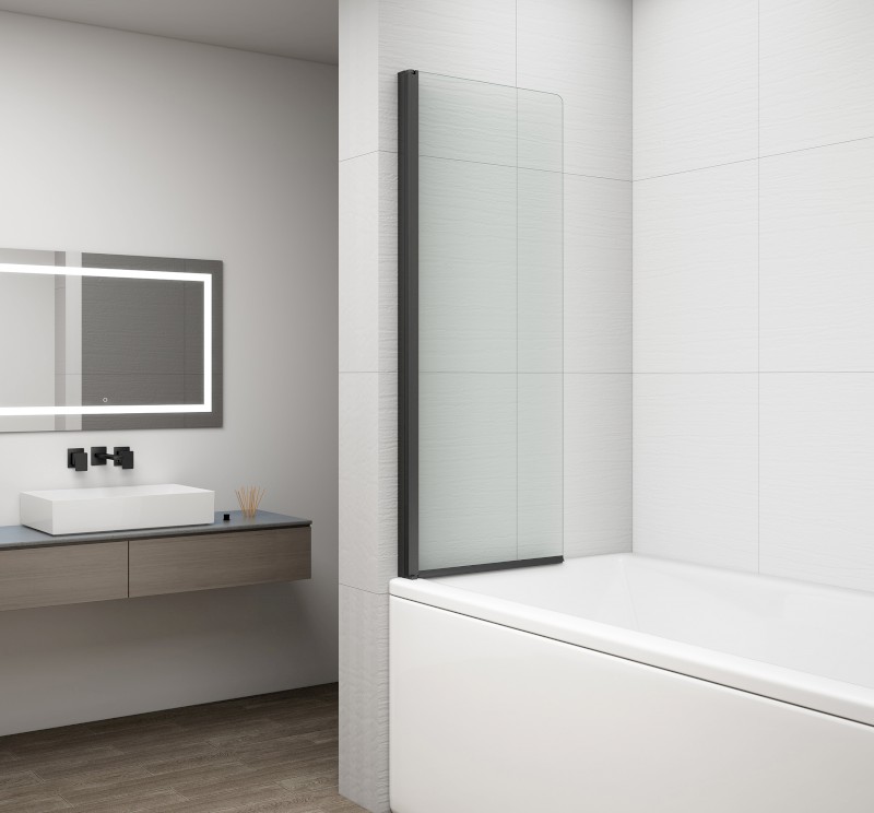 ROTA BLACK vanová zástěna otočná 650mm, čiré sklo FB650