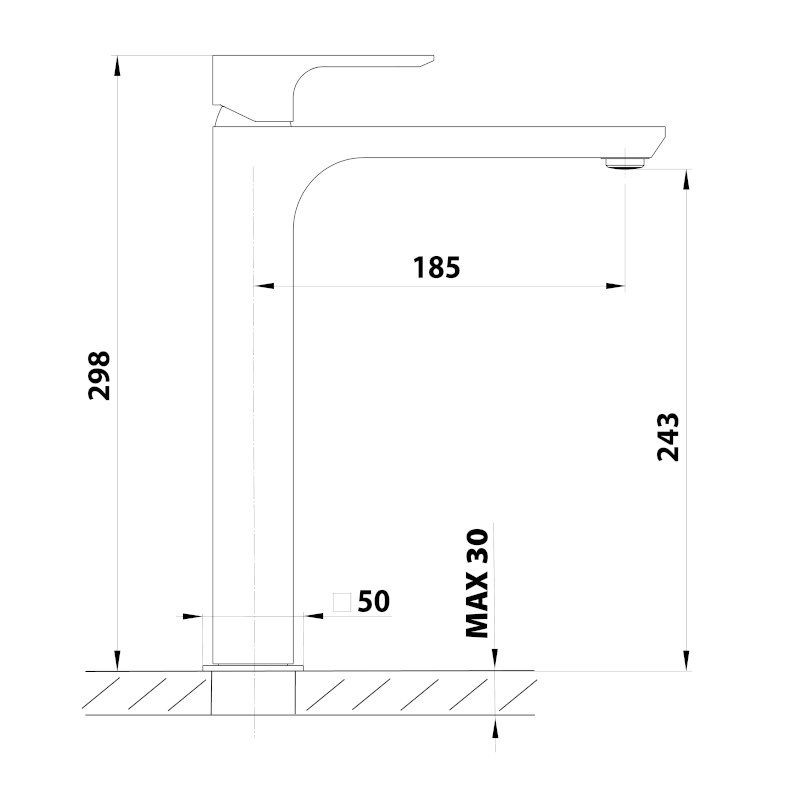 SPY stojánková umyvadlová baterie vysoká, prodloužená hubice, zlato mat PY07/19