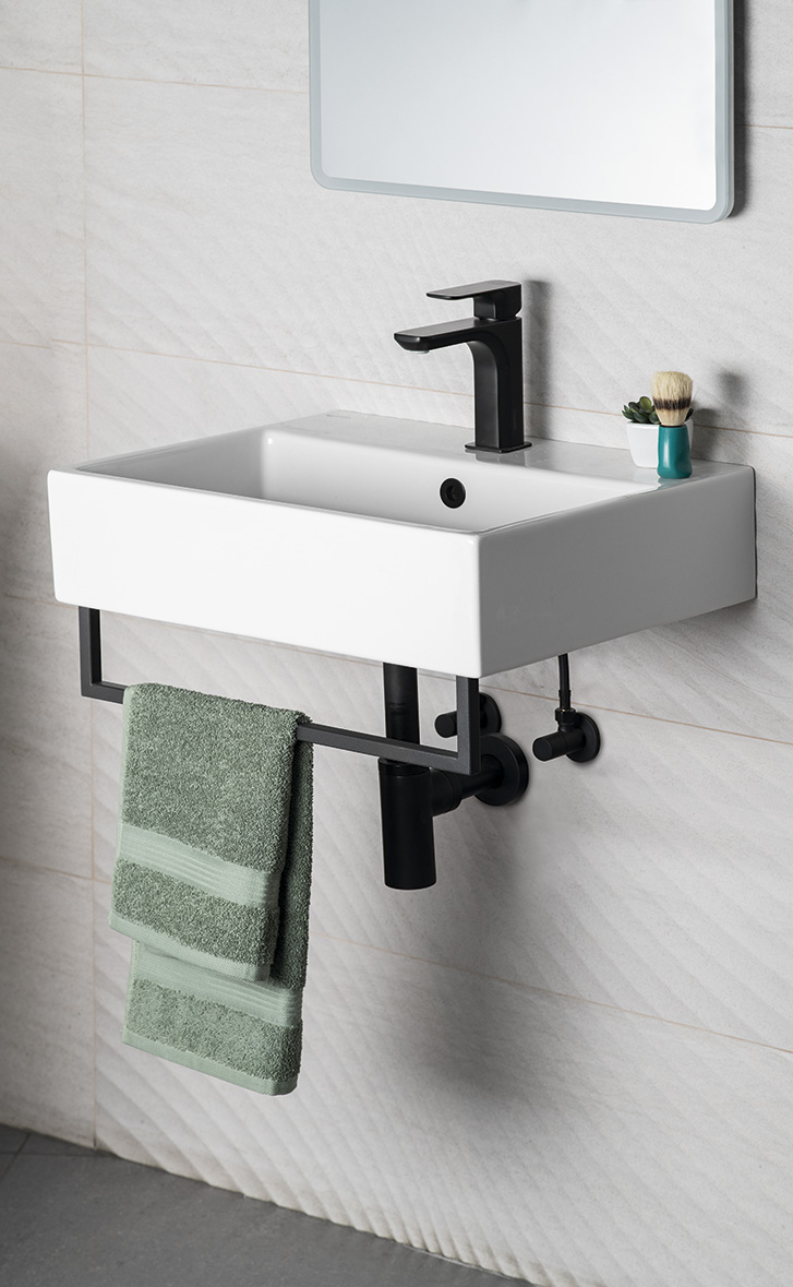 HANG držák ručníků pod umyvadlo 460x98mm, černá mat HG460