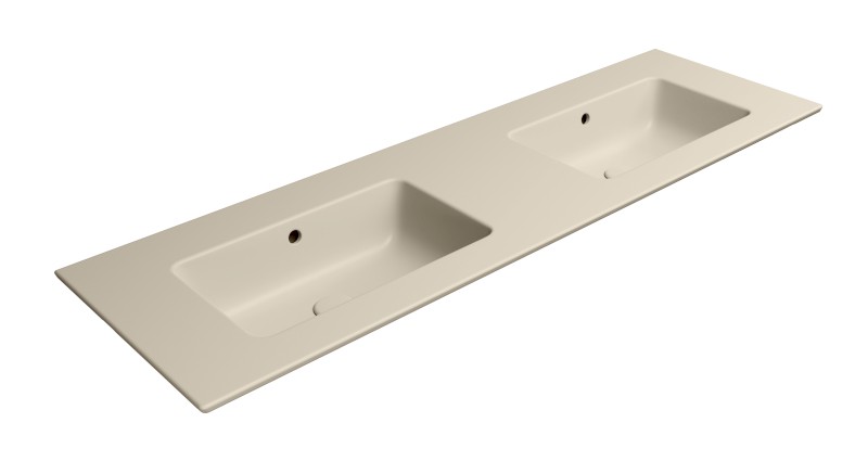 PURA keramické dvojumyvadlo Slim 142x46cm, bez otvoru, creta mat 8889008