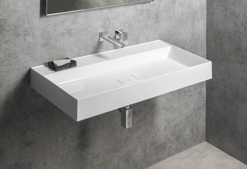 GODIVA umyvadlo, litý mramor, 96x44cm, bez otvoru, bílá GU096-0