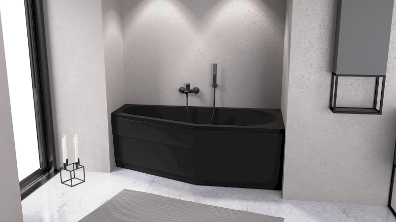 TIGRA R asymetrická vana 170x80x46cm, černá mat 90611.21