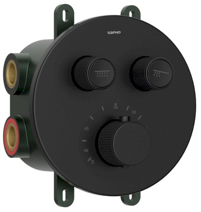 SMART SELECT podomítková sprchová termostatická baterie, box, 2 výstupy, černá mat RP032B