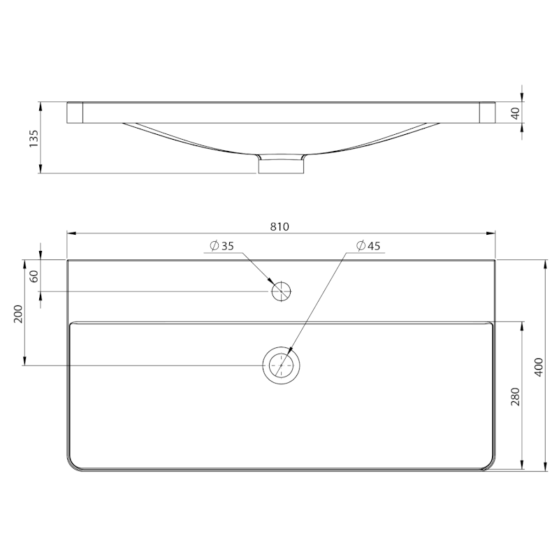 SEN umyvadlo nábytkové, litý mramor, 81x40cm, bílá SN810