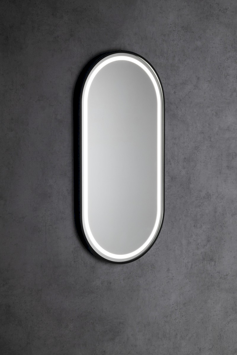 KAIRA oválné zrcadlo s LED osvětlením 45x90cm, černá mat KA450