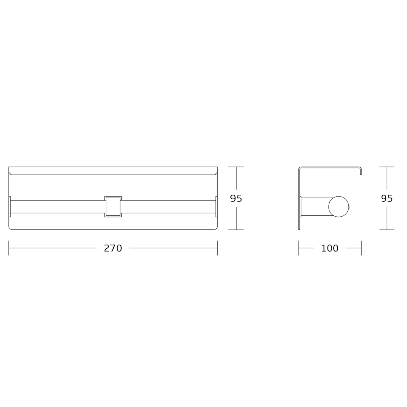 Dvojitý držák toaletního papíru s poličkou 30cm, chrom UN1196C