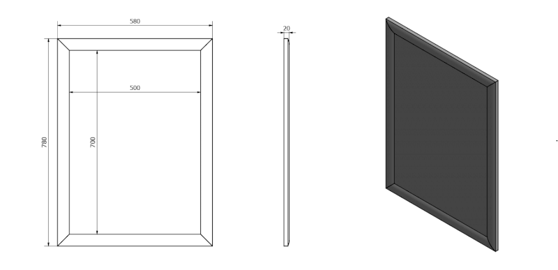 ESTA zrcadlo v dřevěném rámu 58x78cm, stříbrná s proužkem NL395