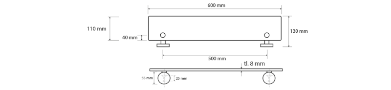 X-ROUND skleněná polička 600x130mm XR610