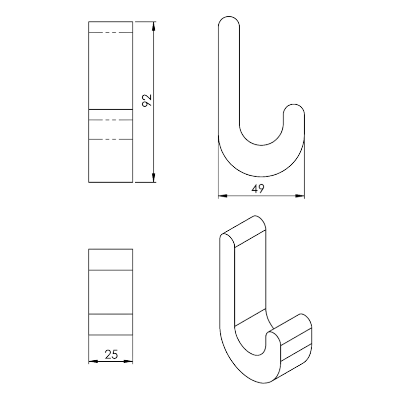 HIMALAYA háček, balení 2 ks, bambus HY26