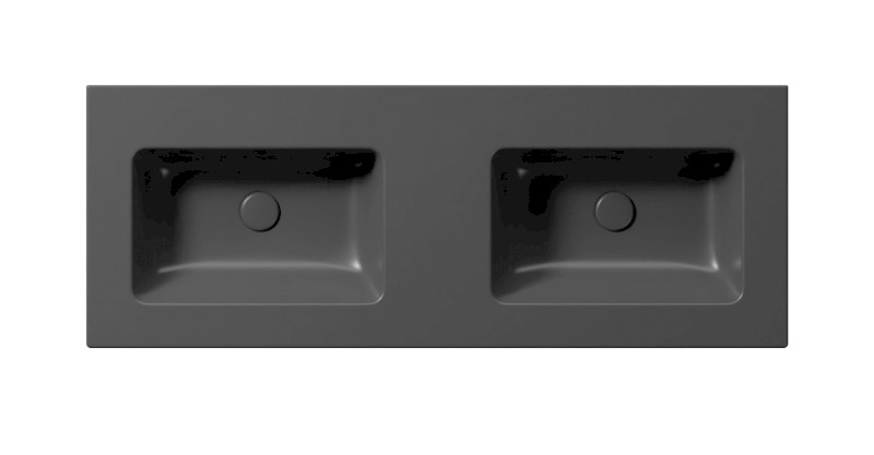 PURA keramické dvojumyvadlo Slim 122x46cm, bez otvoru, černá mat 8888026