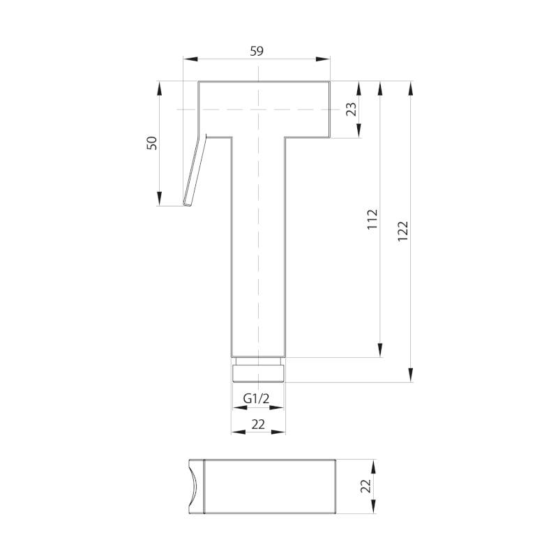 Bidetová sprška hranatá, zlato mat BS129GB