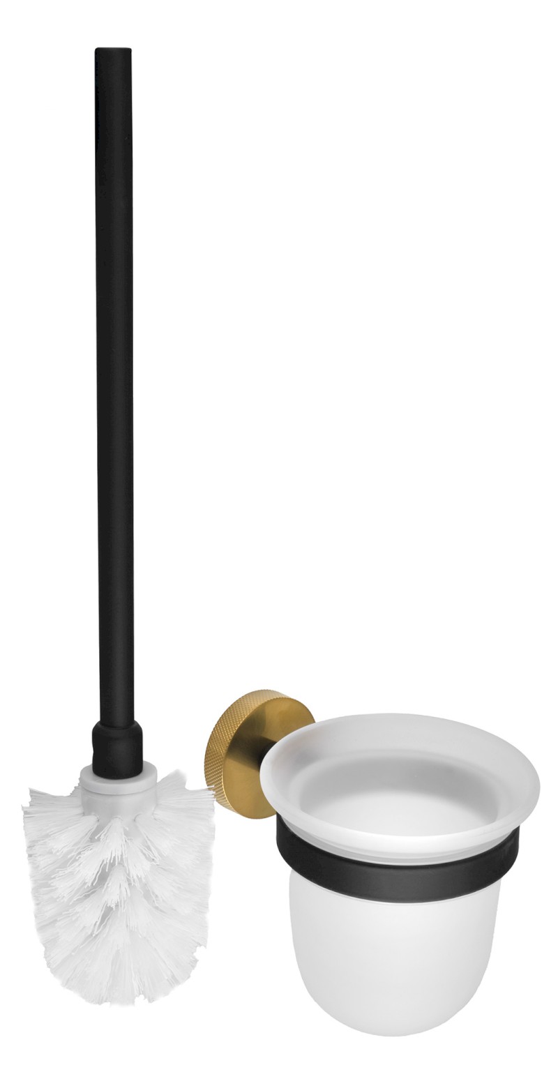 LARISSA WC štětka závěsná, mléčné sklo, černá/zlato mat WS008BG