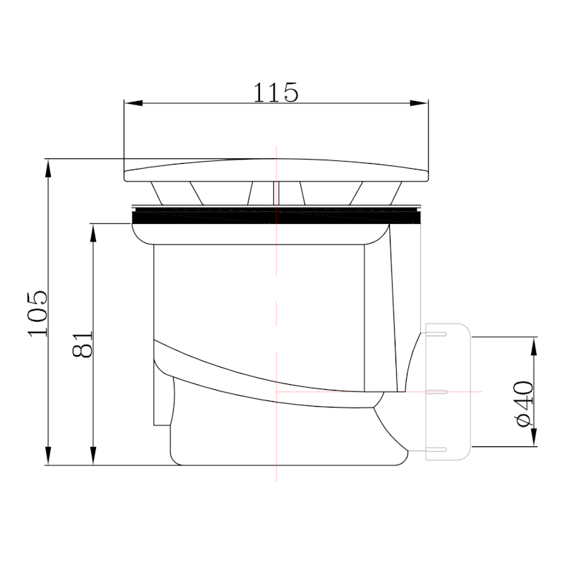 Vaničkový sifon, průměr 90mm, DN40, krytka ABS/chrom PF408