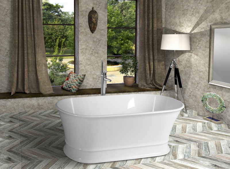 DELONIX volně stojící vana litý mramor 170x84x61,5cm, bílá 92130