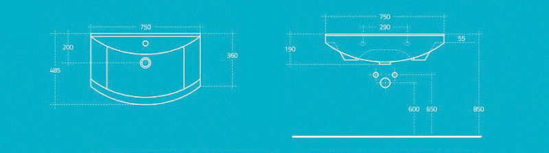 ZERO keramické umyvadlo nábytkové 75x48,5cm, bílá 6075