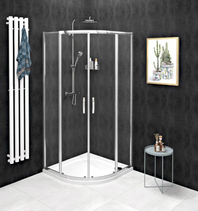 SIGMA SIMPLY čtvrtkruhová sprchová zástěna 1000x1000 mm, R550, čiré sklo GS5510