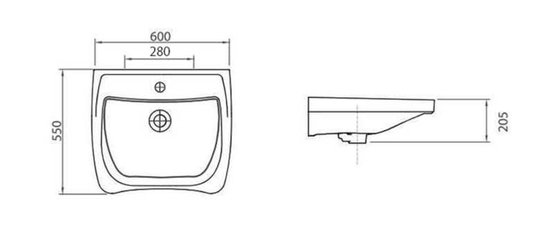 HANDICAP keramické umyvadlo pro handicapované 60x55cm, bílá 5160
