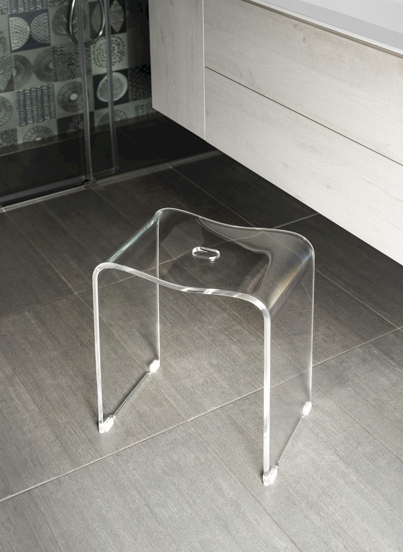 TRENDY koupelnová stolička 40x48x27,5cm, čirá A211100