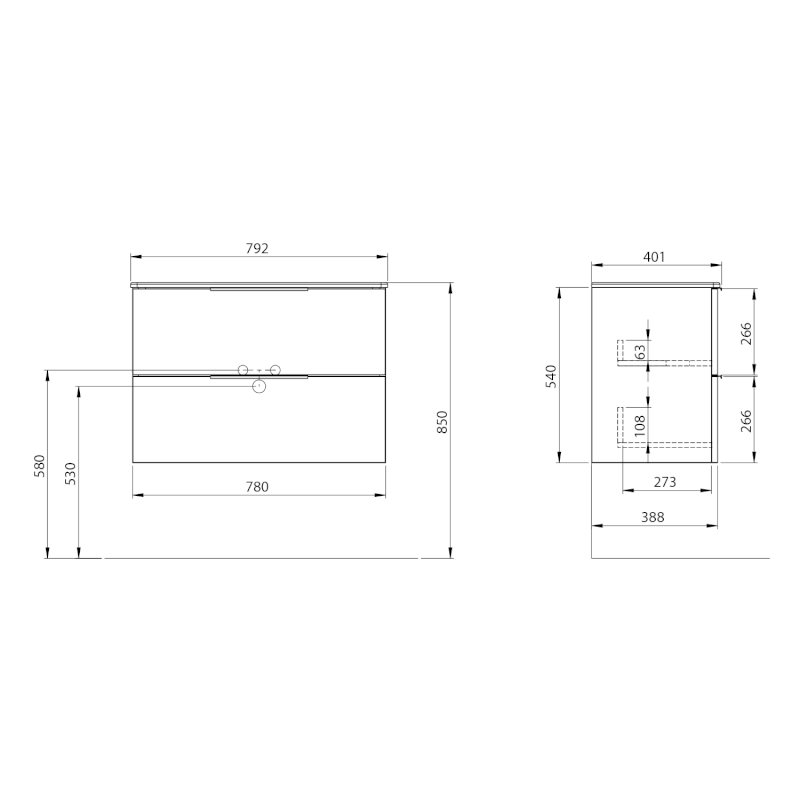 CIRASA STRIP umyvadlová skříňka 78x54x39cm, agila CR792-4343S
