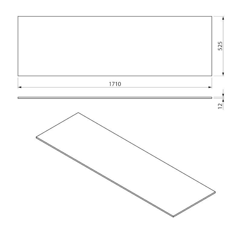 LOREA deska Rockstone 171x1,2x52,5cm, bílá mat LE170-0101