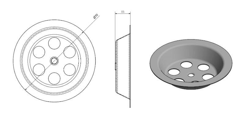 Nerezová odtoková mřížka průměr 70mm 151.121.2
