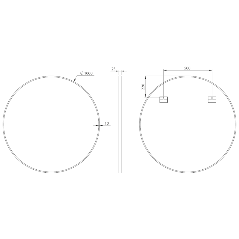 AROWANA kulaté zrcadlo v rámu ø 100cm, černá mat AWB100