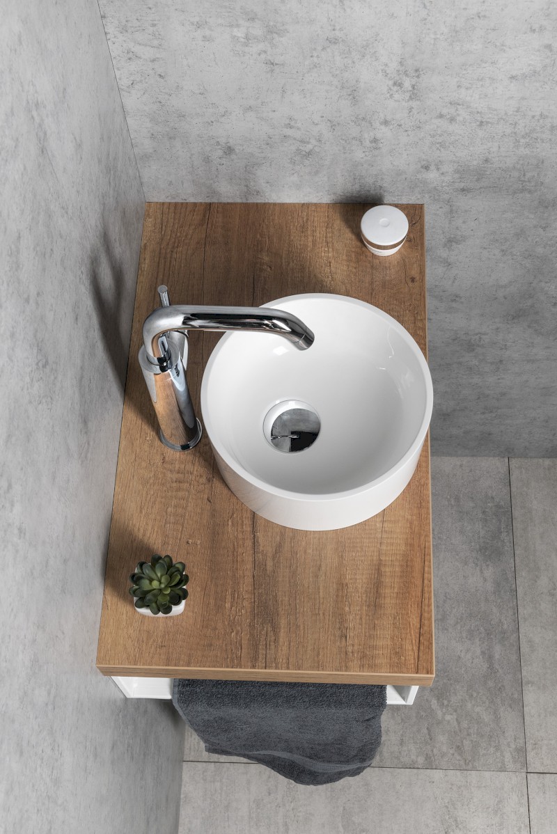 SANNA umývátko na desku, litý mramor, průměr 25cm, bílá SA250