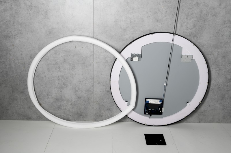 KADRIS kulaté zrcadlo s LED osvětlením ø 100cm, černá mat KD100